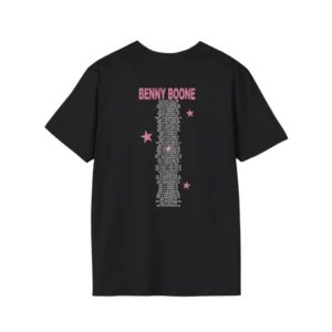 Black Benny Boone t-shirt back with Benny Boone tour dates