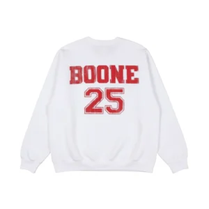 White Benson Boone American Heart sweatshirt back with Boone 25 print