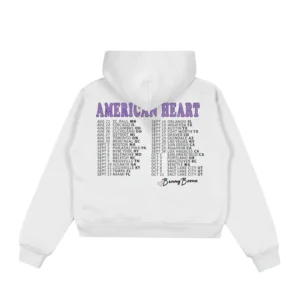 White Benson Boone American Heart hoodie back with tour dates