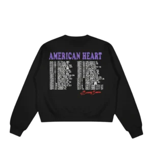 Black Benson Boone American Heart sweatshirt with tour dates back