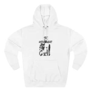 White Benson Boone hoodie front with American Heart portrait