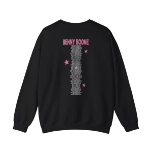 Black Benson Boone American Heart tour dates number one back print sweatshirt