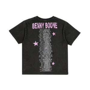 Black Benson Boone American Heart t-shirt back with hearts and dates