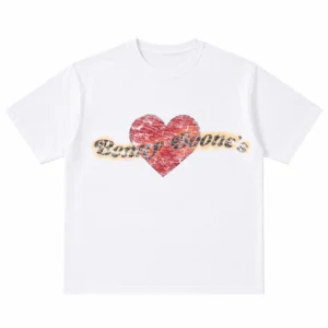 White Benson Boone t-shirt front with heart and Benny Boone's script