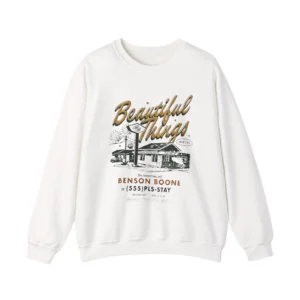 White Benson Boone Beautiful Things retro motel sign front print sweatshirt