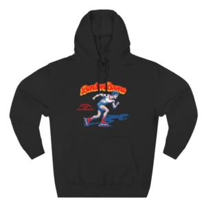 Black Benson Boone hoodie front with retro rollerblader design
