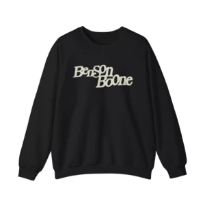 Black Benson Boone sweatshirt with retro script front print