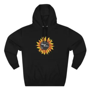 Black Benson Boone hoodie front with sunflower graphic
