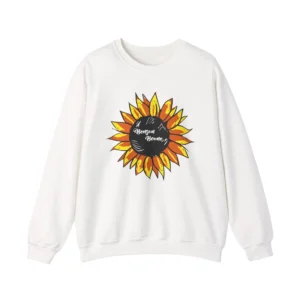 White Benson Boone sweatshirt with sunflower and name front print