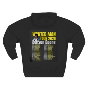 Black Benson Boone Wanted Man Tour dates back print hoodie