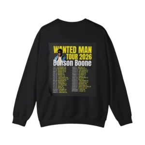 Black Benson Boone Wanted Man Tour dates back print sweatshirt