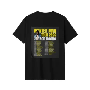 Black Benson Boone Wanted Man Tour dates back print t-shirt