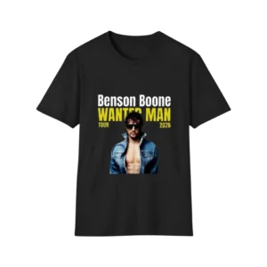 Black Benson Boone Wanted Man Tour denim photo front print t-shirt