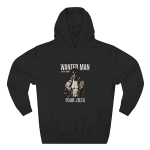 Black Benson Boone Wanted Man Tour portrait front print hoodie