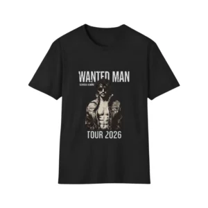 Black Benson Boone Wanted Man Tour portrait front print t-shirt