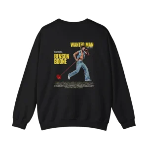 Black Benson Boone Sweatshirt back with Wanted Man Tour stage art
