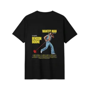 Black Benson Boone T-Shirt back with Wanted Man Tour stage graphic